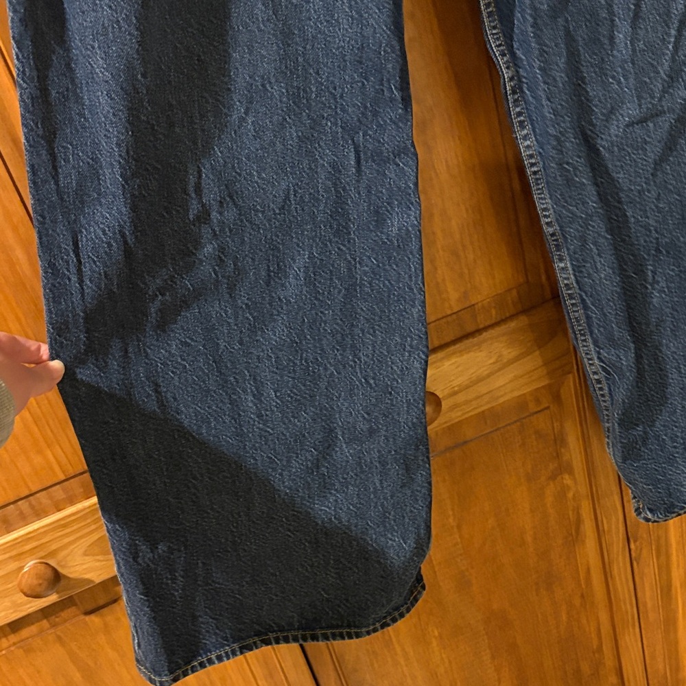 Abercrombie & Fitch Curve Love Dark Blue Wide Leg Jeans Size 31 / 12 - Picture 3 of 9